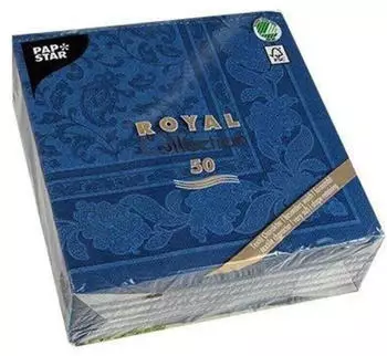 Papstar Servietten ROYAL Collection 1/4-Falz 40 cm x 40 cm dunkelblau Ornaments