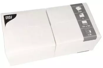 Papstar Servietten, 3-lagig 1/8-Falz 33 cm x 33 cm weiss