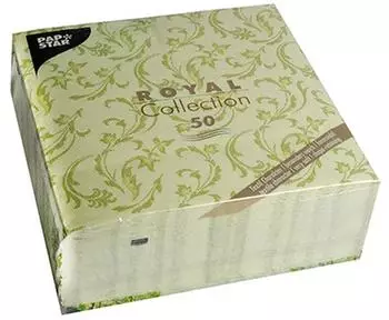 Papstar Servietten ROYAL Collection 1/4-Falz 40 cm x 40 cm olivgr&uuml;n Damascato