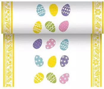 Papstar Tischläufer, stoffähnlich, Airlaid 24 m x 40 cm Coloured Eggs