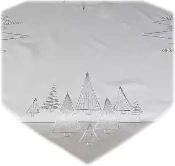 texpot Tischdecke Stickerei Tannenbäume Winter Weihnachten Deko (1-tlg) weiß, Quadratisch 85x85 cm