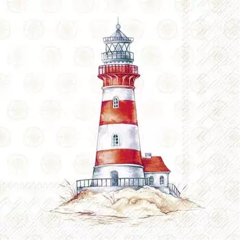 IHR Servietten Leuchtturm Maritim Rot-Weiß 33x33cm (L 1038560)