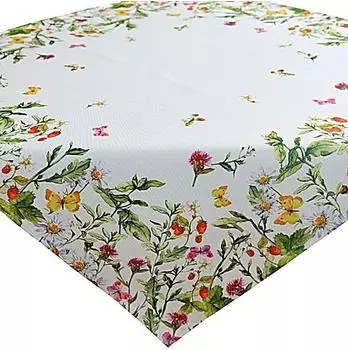 texpot Tischläufer mit Blumen Schmetterlinge Sommerwiese (1-tlg) Quadratisch 85x85 cm