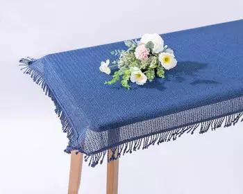 texpot Tischdecke mit Fransen Weichschaum wetterfest rutschfest PVC (1-tlg) blau, Oval 140x180 cm