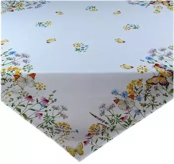 texpot Tischdecke Druck Blumen und Schmetterlinge Frühling (1-tlg) Weiß, Quadratisch 85x85 cm