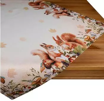 texpot Tischdecke Druck Eichhörnchen Herbst (1-tlg) Quadratisch 85x85 cm