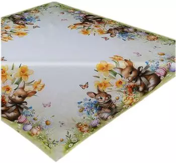 texpot Tischdecke Druckmotiv Hasenkinder Osterhasen Ostern (1-tlg) Weiß, Quadratisch 85x85 cm