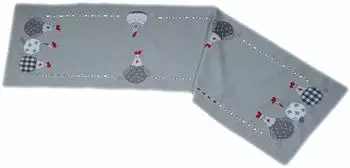 texpot Tischdecke Stickerei verrückte Hühner Ostern (1-tlg) grau, Quadratisch 40x140 cm