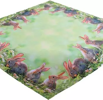 texpot Tischdecke Osterhasen im Gras grün Ostern Frühling (1-tlg) Quadratisch 85x85 cm
