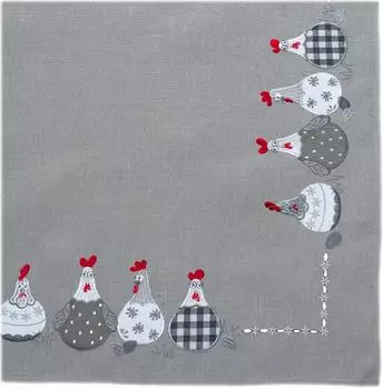 texpot Tischdecke Stickerei verrückte Hühner Ostern (1-tlg) grau, Rechteckig 85x85 cm