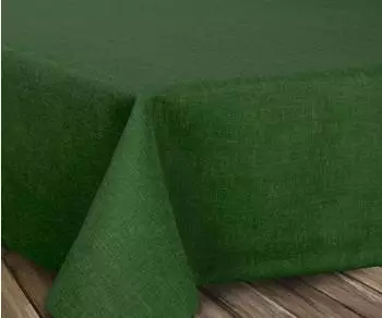 Beautex Fleckenabweisende b&uuml;gelfreie Tischdecke mit Lotuseffekt, Leinenoptik (1-tlg), Dunkelgr&uuml;n, Eckig 160x320 cm