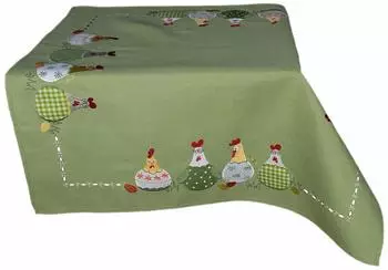 texpot Tischdecke Stickerei verrückte Hühner Ostern (1-tlg) mint, Rechteckig 85x85 cm