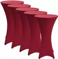Stretch Stehtisch Bistrotisch Husse, &Oslash;70cm, Bordeaux, 5er Set