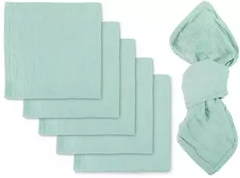 ZOLLNER Musselin Stoffservietten 6er-Set, salbeigr&uuml;n, 50x50cm, 100% Baumwolle