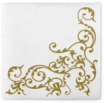 Mank Pomp Airlaid-Serviette weiß-gold 40x40cm (4045825055596)