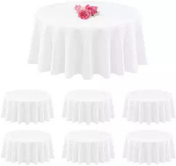 LuxusKollektion Runde Tischdecken weiß, Polyester, 229cm, 6er-Pack