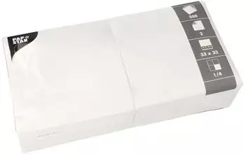 Papstar Papierservietten 33x33cm, 2-lagig, 1/4-Falz, weiß, 1000 Stück (14486)
