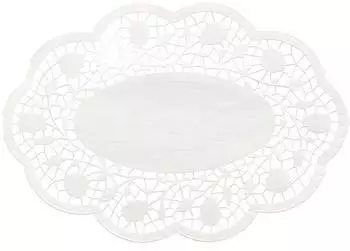 Papstar Mokkadeckchen oval 24x17cm, weiß, Papier (12286)