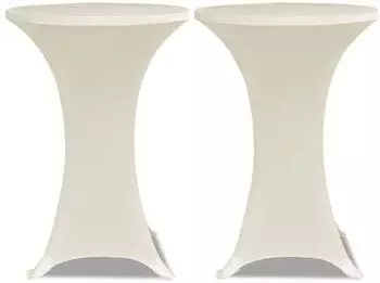 vidaXL Stehtisch-Stretchhusse &Oslash;80cm cremefarben, 2er-Set (241209)