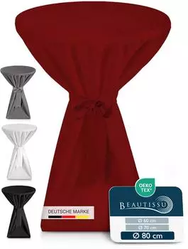 Beautissu Stehtischhusse Premium bordeaux, Ø80-85cm, 145cm (Stehtischhusse Premium)