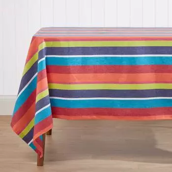 Homescapes Gestreifte Tischdecke, Baumwolle, bunt, 138x228cm