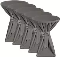 5x Premium Stehtischhusse Blickdicht Anthrazit &Oslash; 60-65 Cm