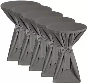 Beautissu Stehtischhusse &Oslash; 60-65cm, anthrazit, 5er-Set