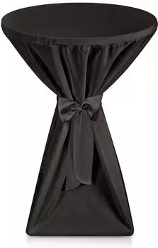 Beautissu Stehtischhusse Premium, rund, schwarz, &Oslash;60x145cm, b&uuml;gelfrei & waschbar