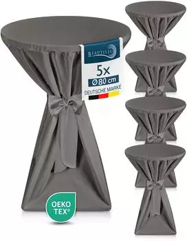 Beautissu Stehtischhusse rund Ø 80-85cm anthrazit, 5er-Set