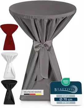 Beautissu Stehtischhusse Premium, rund, anthrazit, Ø70x145cm