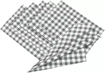 ZOLLNER Stoffservietten kariert, grau, 45x45cm, 100% Baumwolle, 6er-Set (00000315-919-6ER)