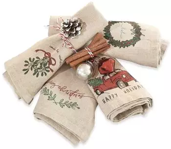 Loberon Camon Servietten 4er-Set, Leinen, beige (1731131)