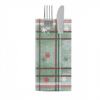 Sovie Home Weihnachtsservietten Tim mit Bestecktasche 40x40cm 100 Stk. grün rot