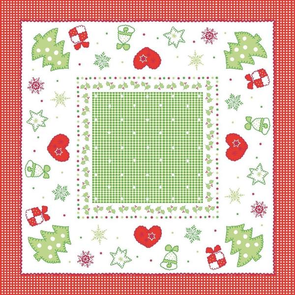 Sovie HORECA Tischdecke Christmas in Rot-Grün aus Linclass Airlaid 80 x 80 cm, 20 Stück - Mitteldecke Weihnachten