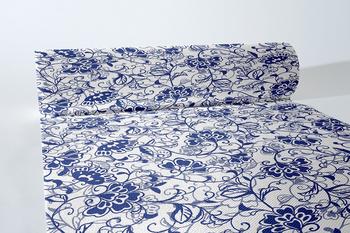 Sovie HORECA Tischläufer Liv in blau aus Linclass Airlaid 40 cm x 24 m- Floral Blumen Frühling