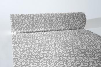 Sovie HORECA Tischläufer Rico in grau-silber aus Linclass Airlaid 40cm x 24 m- Ornamente Schnörkel