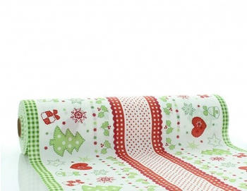 Sovie HORECA Tischläufer Christmas in Rot-Grün aus Linclass Airlaid 40cm x 24 m- Tischtuch
