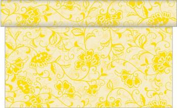 Sovie HORECA Tischläufer Liv in creme-gelb aus Linclass Airlaid 40 cm x 24 m- Floral Ornamente