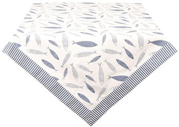 Clayre & Eef Tischdecke Quadratisch 100x100 cm Blau Weiß Baumwolle