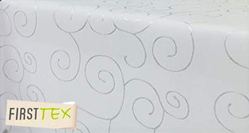 First-Tex Ornament Damast Tischdecke eckig 110x220 weiß