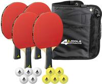 Joola Tischtennisschl&auml;ger Quattro, 15-teiliges Set, aus Holz, rot/schwarz, 4
