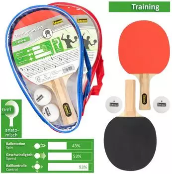 Idena Tischtennis-Set "Training" 5-teilig mit Schlägern, Bällen und Tasche (40203)