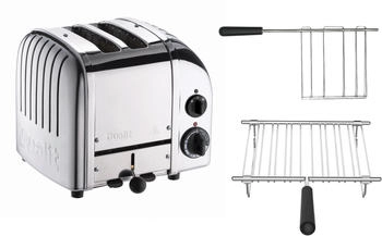 Dualit Paket 2 2er Toaster mit Brötchenaufsatz und Sandwichzange Poliertes Metall