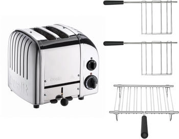 Dualit Paket 3 2er Toaster mit Brötchenaufsatz und zwei Sandwichzangen Poliertes Metall