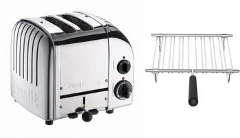Dualit Paket 1 2er Toaster mit Br&ouml;tchenaufsatz Poliertes Metall