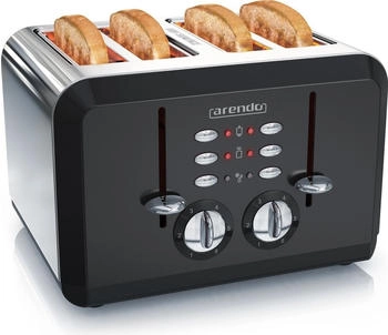Arendo Automatik Toaster 4 Scheiben in Edelstahl Bräunungsgrad 1-6 schwarz