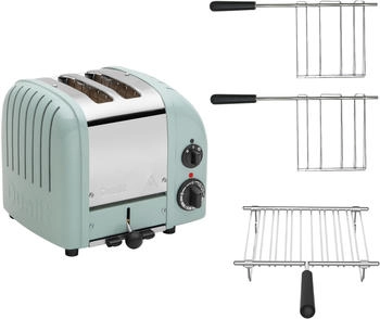 Dualit Paket 3 2er Toaster mit Brötchenaufsatz und zwei Sandwichzangen Eukalyptus