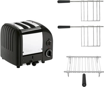 Dualit Paket 3 2er Toaster mit Brötchenaufsatz und zwei Sandwichzangen Matt Schwarz