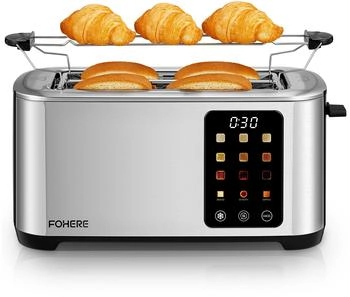 FOHERE Toaster 4 Scheiben 1400W Edelstahl