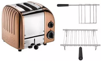 Dualit Paket 2 2er Toaster mit Br&ouml;tchenaufsatz und Sandwichzange Kupfer